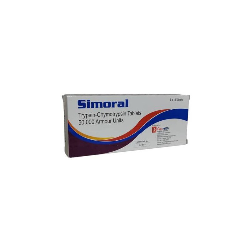 Simoral Chymoral Medmoral Trypsin Chemotyrpsin 50000iu Tablets
