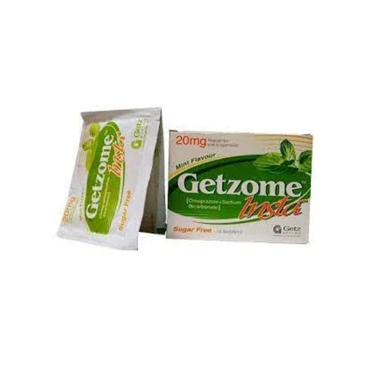Getzome Insta 20mg Sachet Omeprazole Sodium Bicarbonate Powder Sachet