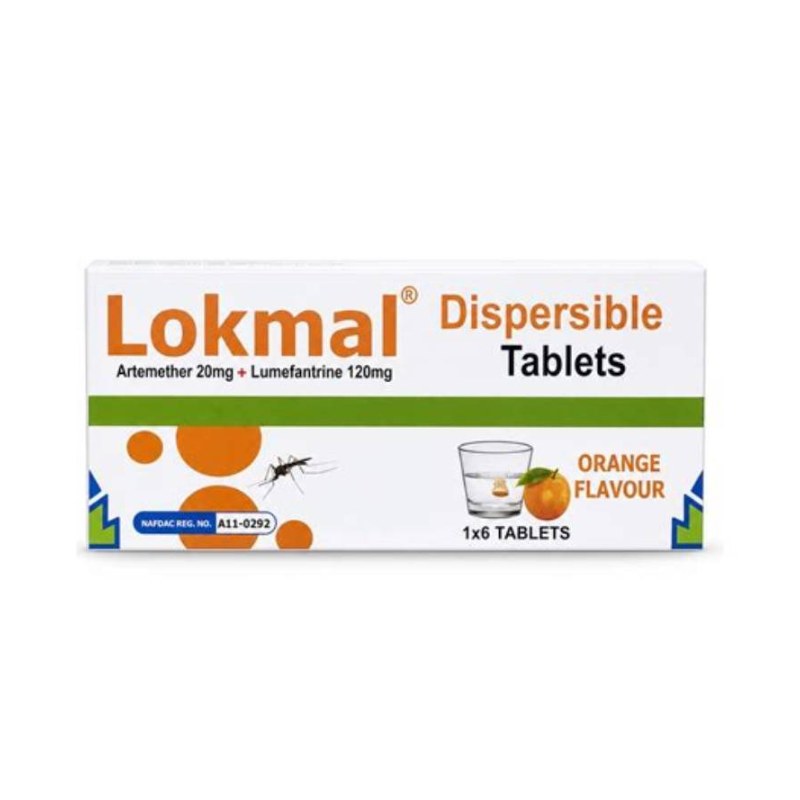 Lokmal Dispersible Tablets 20 120 Artemeter 20mg+lumefantrine 120mg