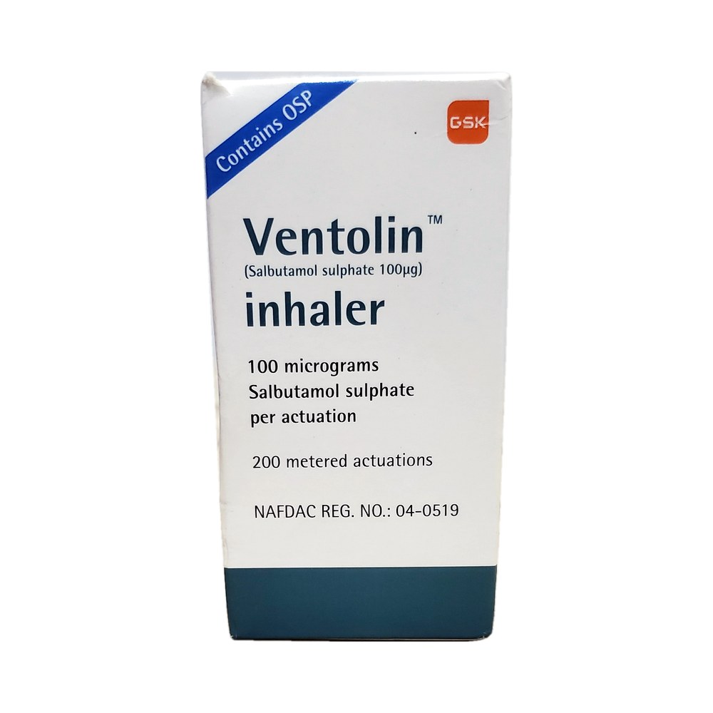 Ventolin Inhaler Salbutamol Sulphate 100ug Respiratory